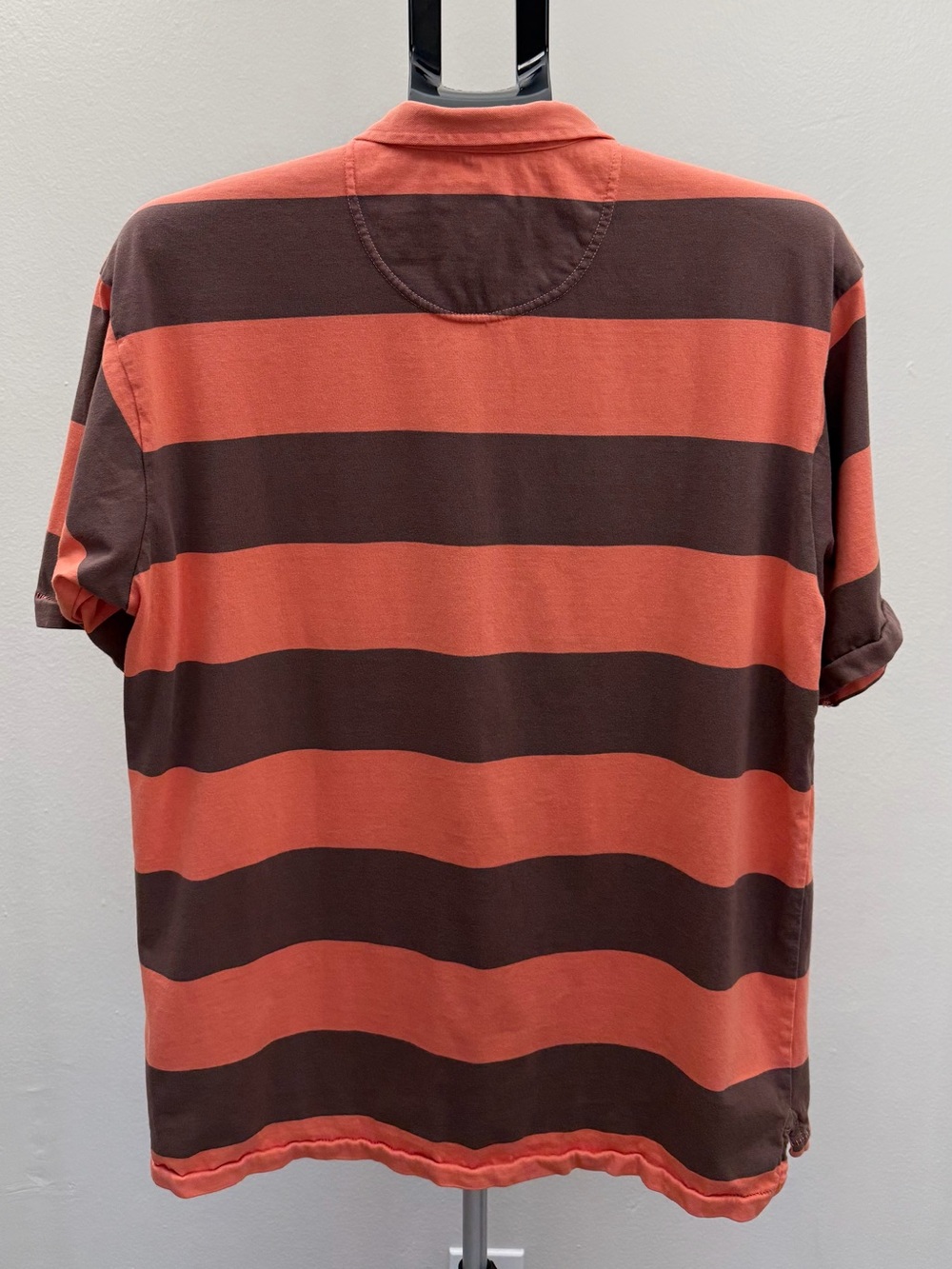 BP. Stripe Polo Shirt Men’s Medium Orange Brown 100% Cotton Short Sleeve - Picture 5 of 12